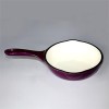 Round enameled cast iron frying pan with pouring spouts