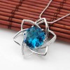 925 silver necklace,blue topaz pendant,fine jewelry