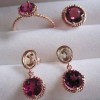 18k rose gold jewelry set,ruby ring,ruby earrings