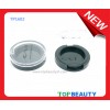 Round single well powder compact packaging case with clear top cover