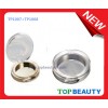 Round single well compact powder container with clear cover