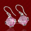 Hot Sell China Fashion Silver Jewelry Earrings With Pink Glass Quartz Stone Wholesale price