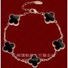 China Supplier 925 Sterling Silver jewelry With Black Agate Stone Four Leaf Clover Bracelet