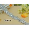 Silver Embroidery Rhinestone Chain By The Yard With Sequins , Flower Design