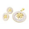 Cut Out Flower Shaped Stainless Steel Circle Pendant And Stud Earrings Jewelry Set