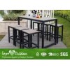 Synthetic Wood Outdoor Furniture Faux Wood Patio Dining Set With Relax Style Bar And Stools Moisture