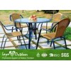 ISO9001 Garden Patio Sets With Round Tempered Glass Table / 3mm Wicker Chair