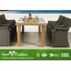 Custom Wicker Patio Furniture Dining Sets With Solid Wood Dining Table / 5cm Cushion