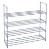 Adjustable 4 Tier Shoe Storage Rack Shelf With Big Space Metal Shelving Unit