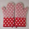 Little Star Printed Red Silicon Heatproof Kitchen Oven Mitts 7.25 x 13.25 inch